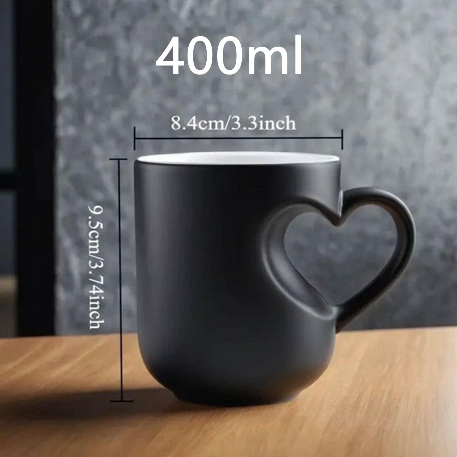 Heart Shape Color Change Mug Ceramic Heat Activated Mug Milk Juice Cup for Women Men Kids Family Workplace Home Dorm 350ml