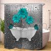 Red Rose Sunflower Shower Curtain Cute Bath Waterproof Curtains For Living Room Luxury Set Screen Bathroom Accessories Sets