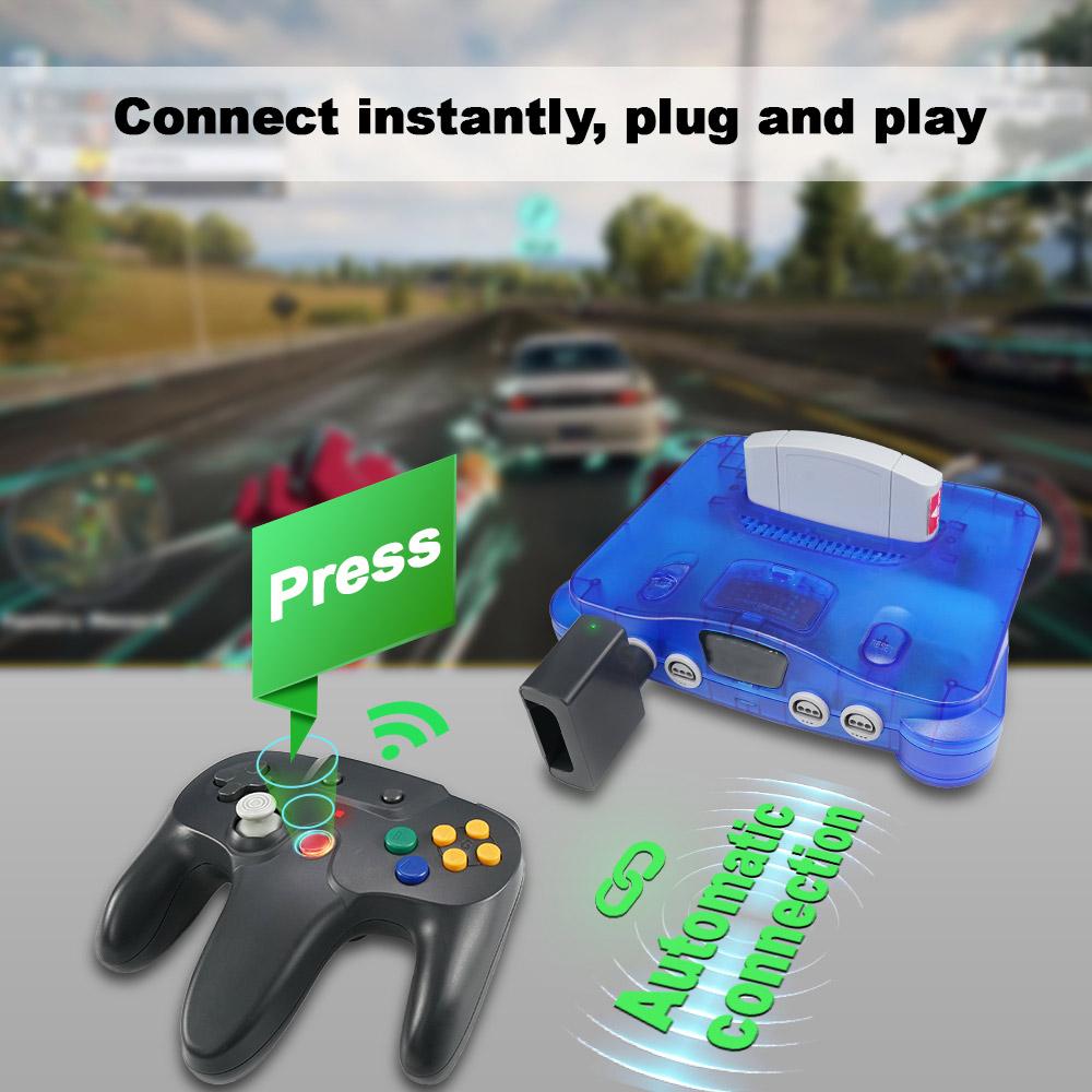 2.4GHz Wireless Controller for N64 Gamepad for N64 Console Built-in Vibration Motor & Turbo Function N64 Joystick