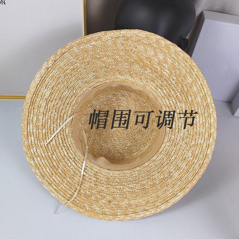 Japanese flat-top straw straw hat summer sun protection sun hat children's Korean version fashion versatile travel beach hat