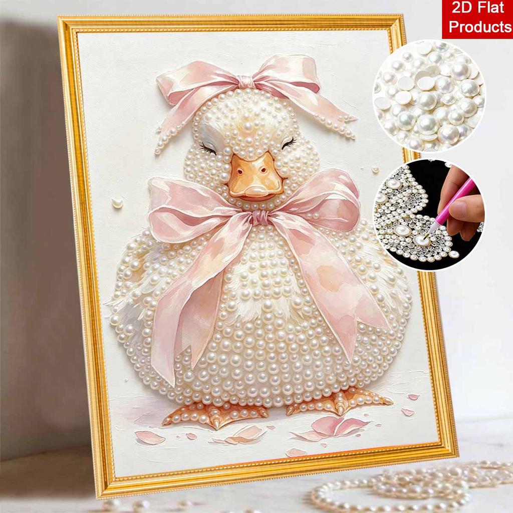 Pearl painting diy sticky diamond creative cute duck pink bow diamond painting kit living room hanging painting