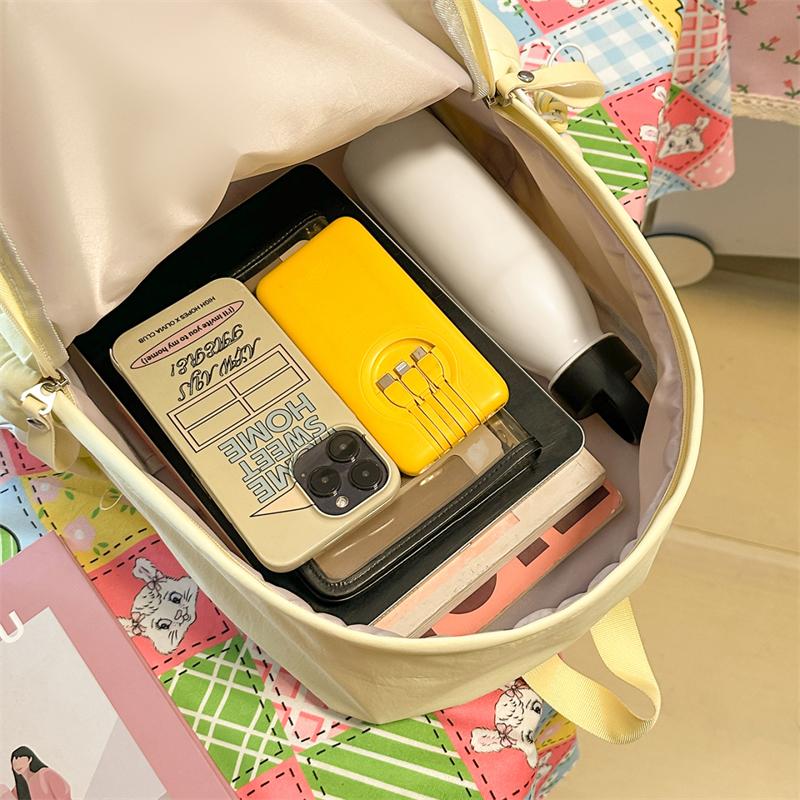 Women's Solid Color Large Capacity Backpack Student Schoolbag