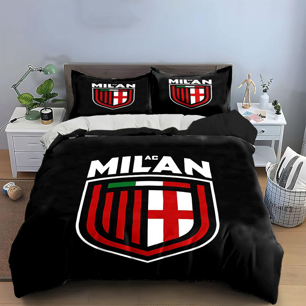 "Set Lenzuola Logo AC Milan" Set Copripiumino Lenzuola Copripiumino Federe (1 * Copripiumino 2 * Federe, senza piumino)