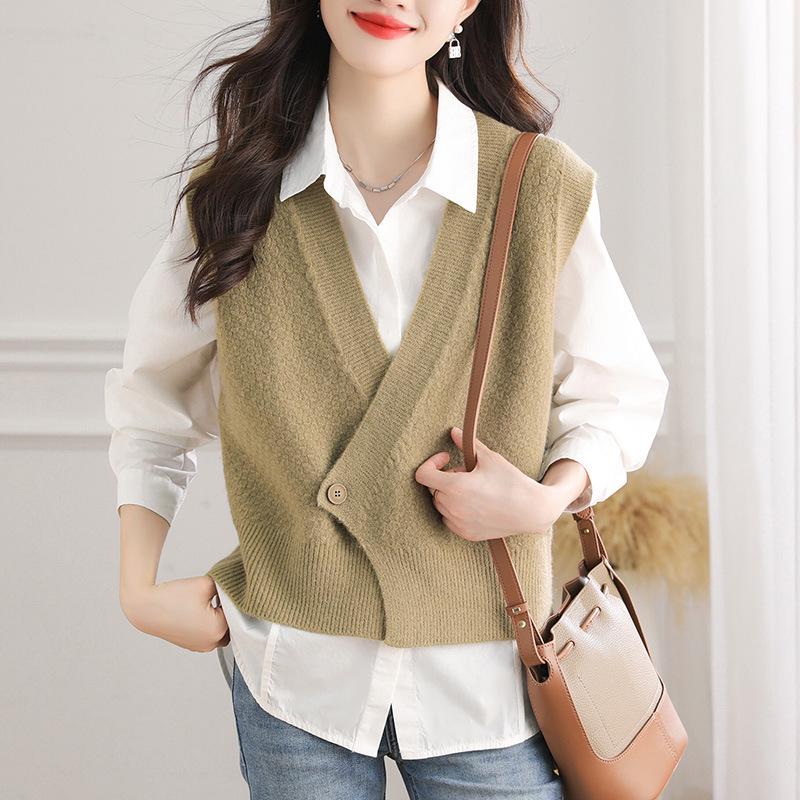 Trendy Women's Spring Knit Sweater Vest Cardigan