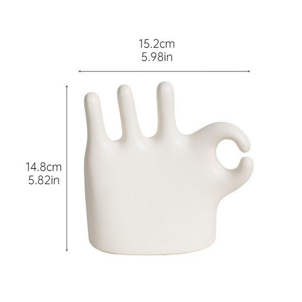 Ok Finger Statue Cute Cartoon Hand Gesture Statue Ring Stand 15cm/5.8inch Hand Gesture Sculpture Ring Holder Cartoon Cute