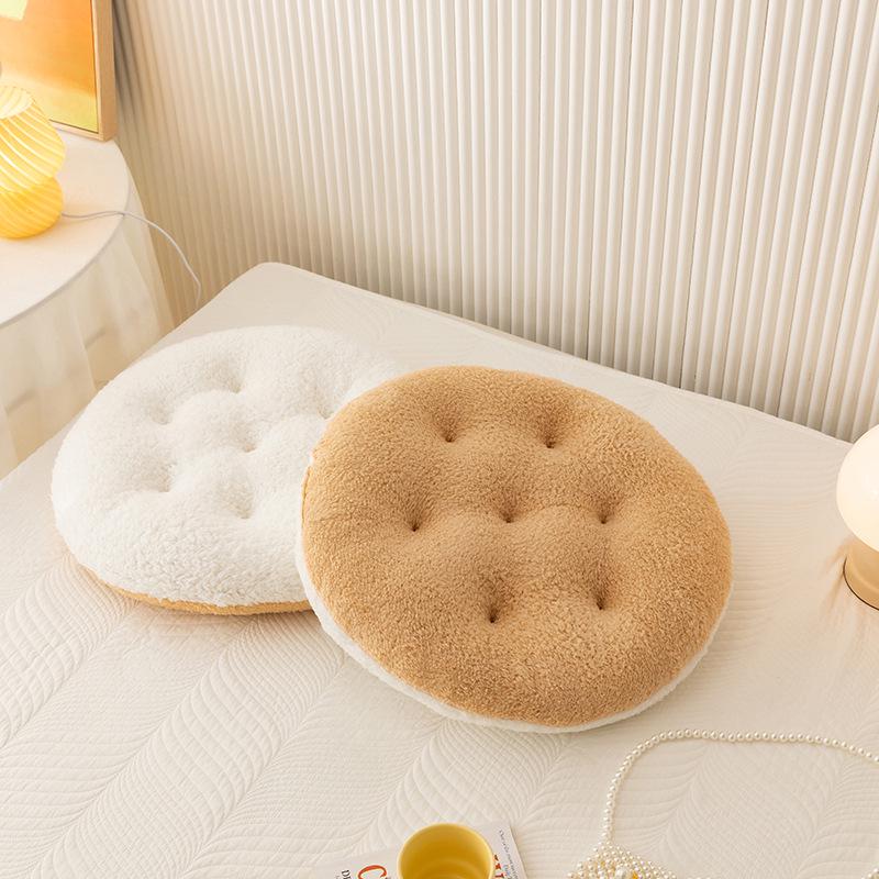 Super miękka okrągła poduszka na krzesło i podłogę z wełny jagnięcej - Pogrubiona w stylu tatami do sypialni i wykuszowego okna