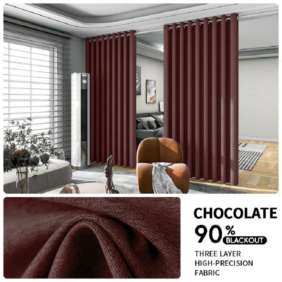 2PCS Room Divider BlackOut Curtain for Living Room, Noise Reduction Curtain with Anti-Rust Grommet Top Blackout Curtain
