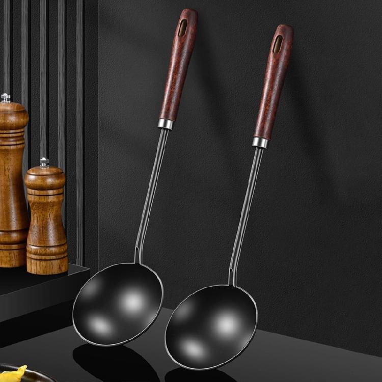 Long Handle Iron Spoon Convenient Metal Frying Spatula Kitchen Tool for Cooking