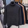 Men's Fleece-Lined High Neck Winter Sweater - Warm Velvet Knit Base Layer Top