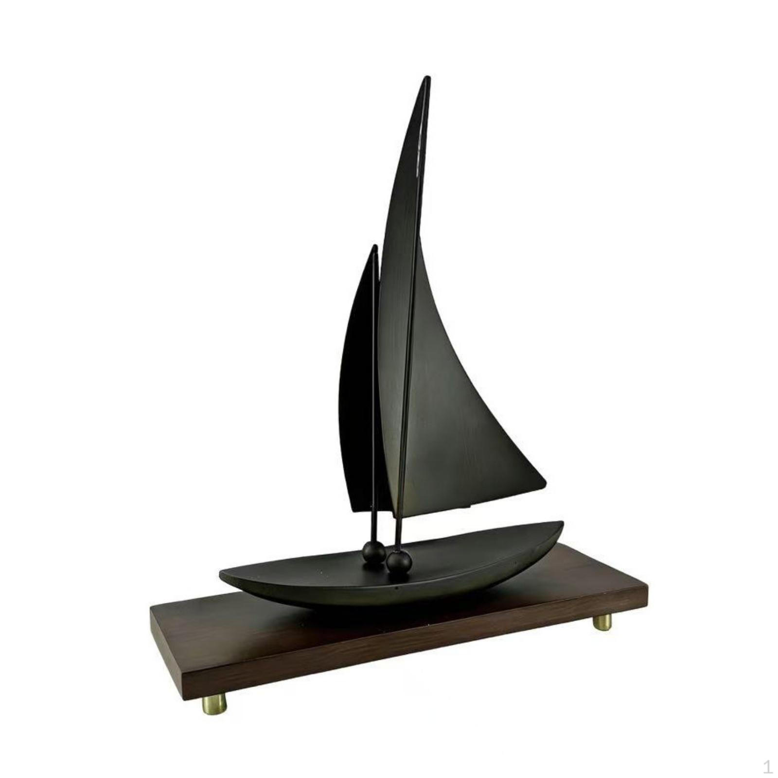 Sailboat Sculpture BronzeToned Ornament Modern Chinese Tabletop for Art