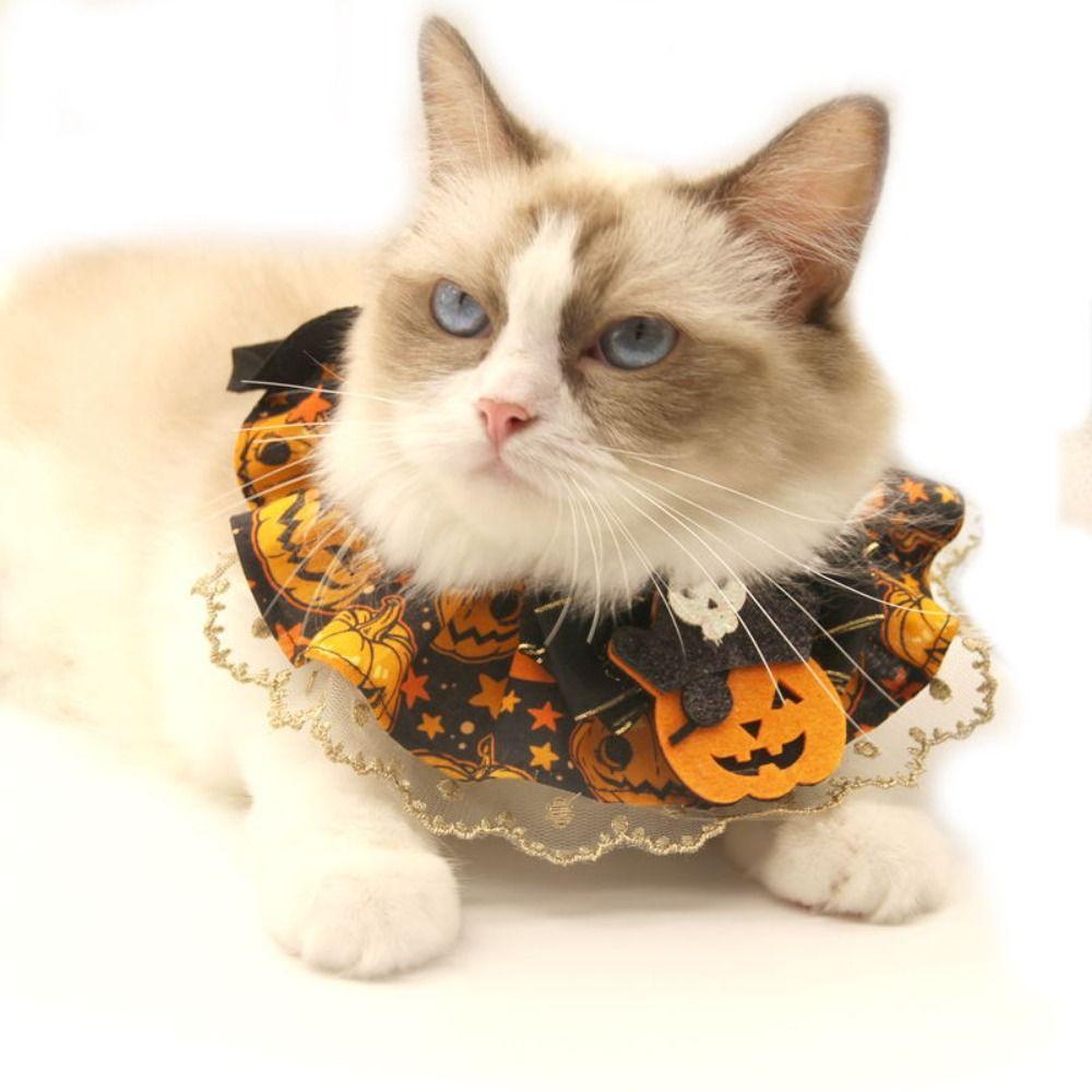 Cool Pet Pumpkin Lace Collar Creative Pet Bib Scarf  Small Medium Pets