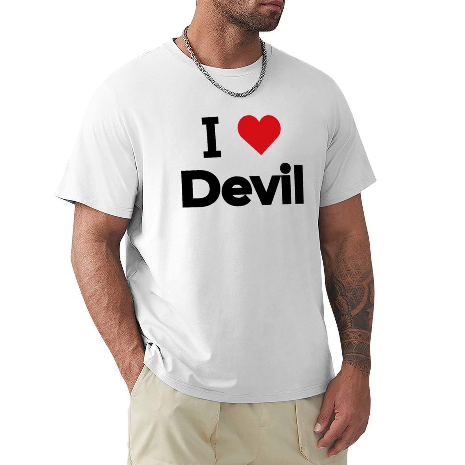 I Love Devil Tshirt Classic Crew Neck Cotton Tshirt S