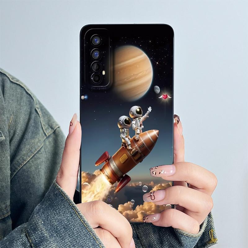 For Realme 7 RMX2151 RMX2155 Phone Case Realme7 4G Back Cover Soft Silicone Sweet Lovely Cartoon Panda Flower Printed Coque Capa