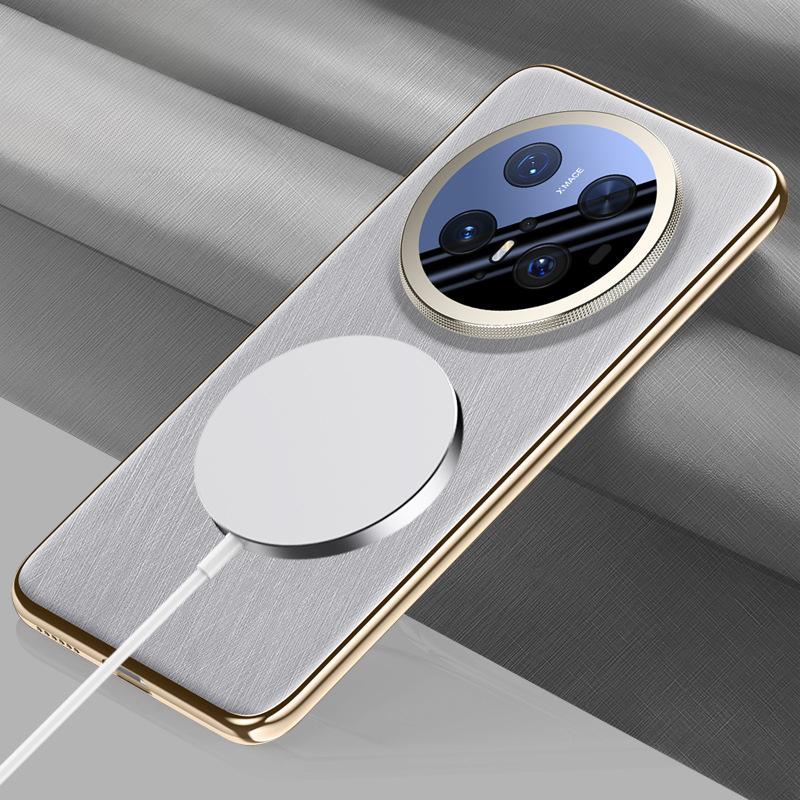 Suitable for Huawei Mate70pro Mobile Phone Case Magnetic Sucking Huawei Lens Full-package Anti-fall M70 Electroplating Business Leather Case