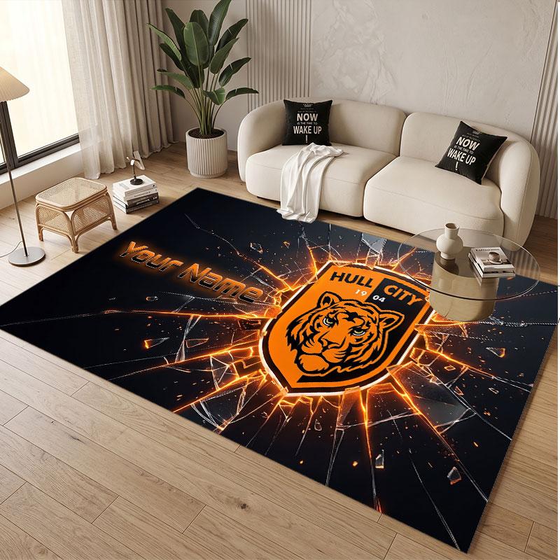 Custom Rug Hull City Pattern Print Name Text Soft Non‑Slip Floor Carpet for Home Indoor Decoration