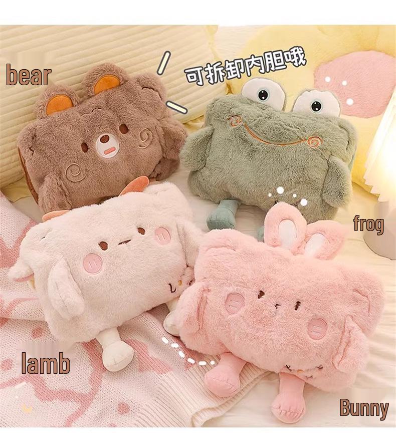 Rechargeable Plush Hot Water Bottle & Belly Warmer - Explosion-Proof Electric Heating Hand Warmer for Women