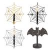 Spider Web Candle Holder Halloween Metal Wall-Mounted Spiderweb Taper Candle Holder for Gothic Home Decor