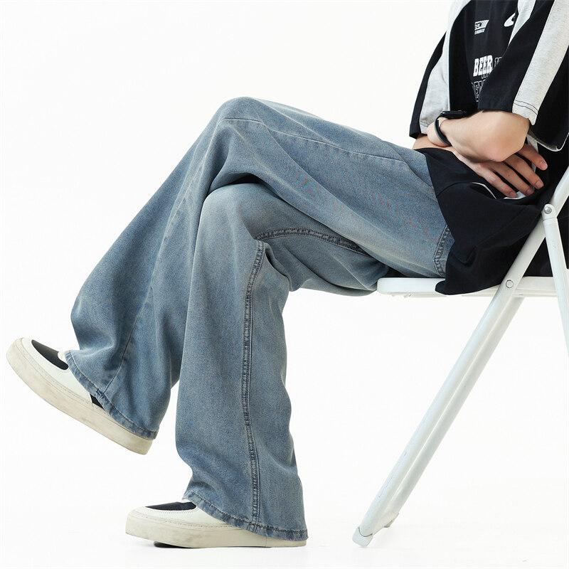 Džíny High Street Pánské Retro Volné Kalhoty s Rovnou Nohou Teenager Starý Malý Široký Ležérní Kalhoty