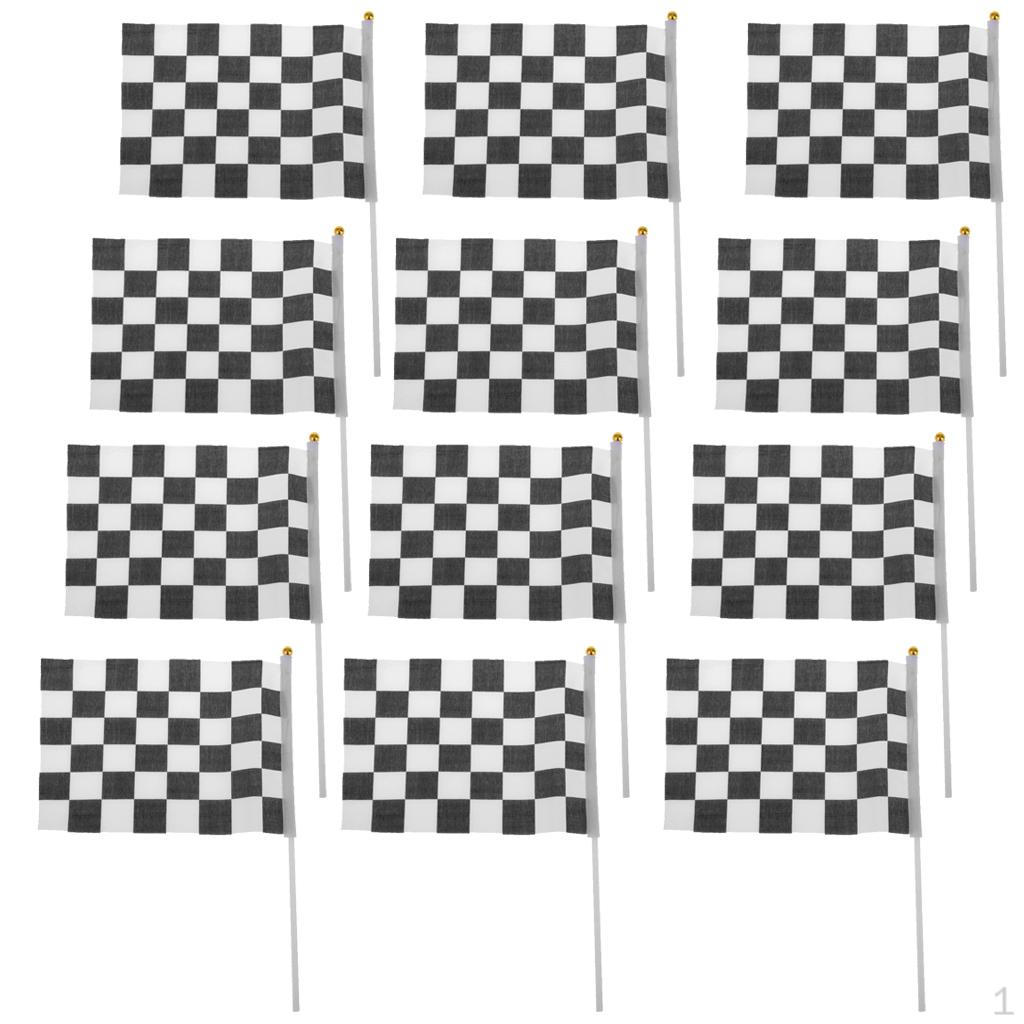 

Пакет из 12 черно-белых баннеров с клетчатыми флагами и размахиванием руками