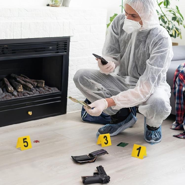 Set of 10 Plastic Crime Scene Markers for Forensic Reenactments Educational Activities and Themed Celebration
