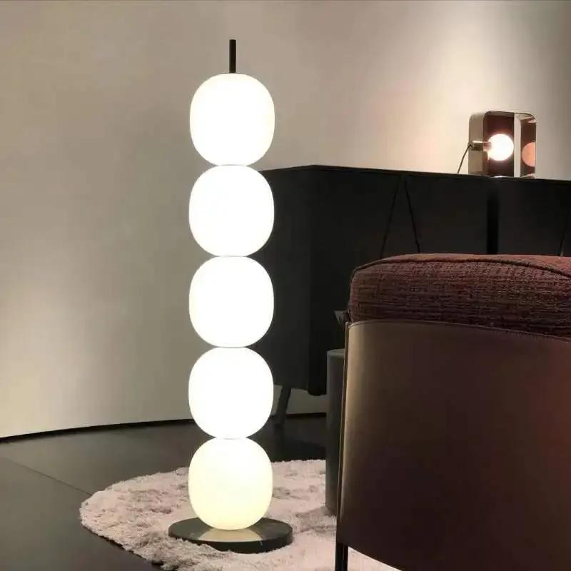 Nordic Gourd String Floor Lamp Modern Living Room Bedroom Study Famous Place White Glass Lampshade Designer Decor Floor Light