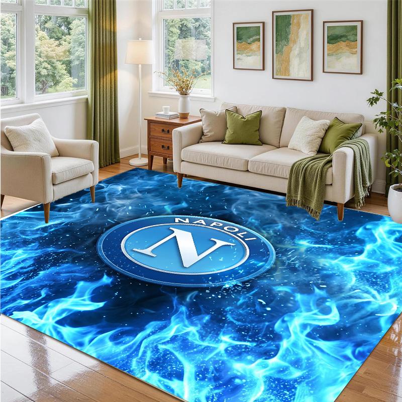 Napoli FC Design Crystal Velvet Rug Soft Decorative Mat for Bedroom Entrance