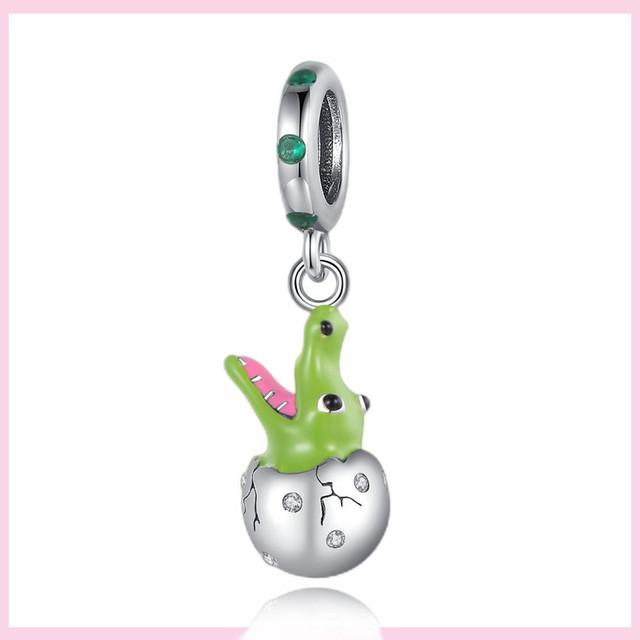 925 Silver Green Color Charms Temperament Cactus Avocado Charm Four Leaf Bead For Bracelet Jewelry Making