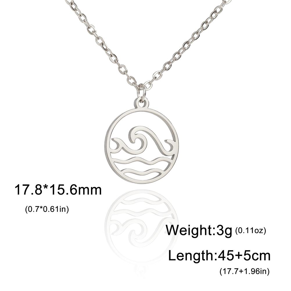 Lucktune Whale Tail Wave Round Pendant Necklace for Women Stainless Steel Fish Tail Mermaid Tail Chain Necklace Choker Jewelry 45-50cm