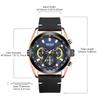 Megir Rose Black Luxury Chronograph Men Watches with Leather Strap