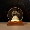 LED Light Base Crystal Ornament Decorations Astronaut Jellyfish USB Plug Warmlight Desk Lamp Present for Christmas and Birthday