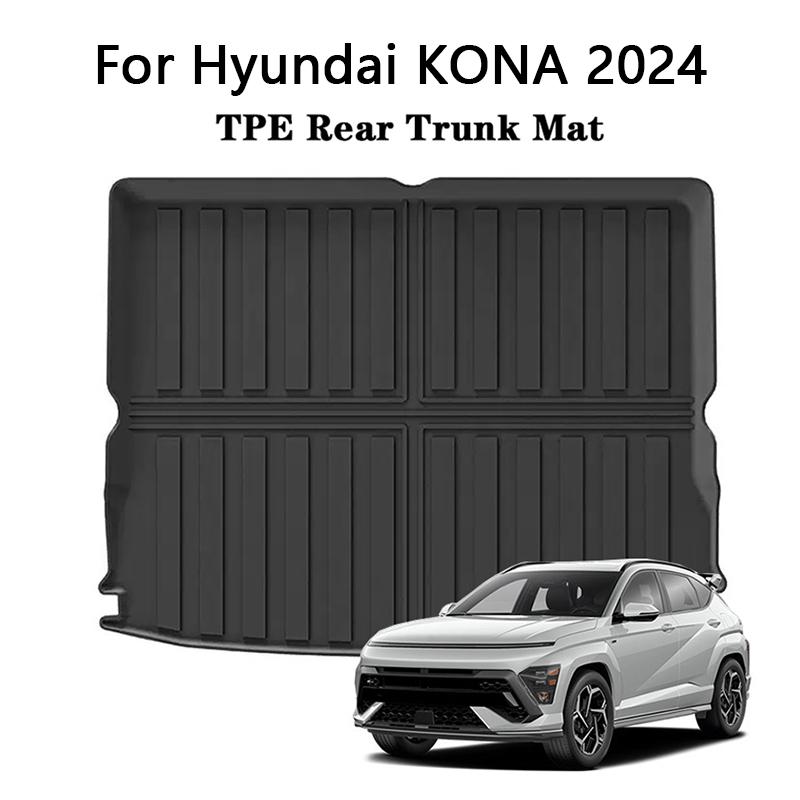 For Hyundai Kona 2024 Car Rear Trunk Mat TPE 3D All Weather Waterproof Anti-Scratch Trunk Cargo Liner Car Anti Dirty Floor Mats
