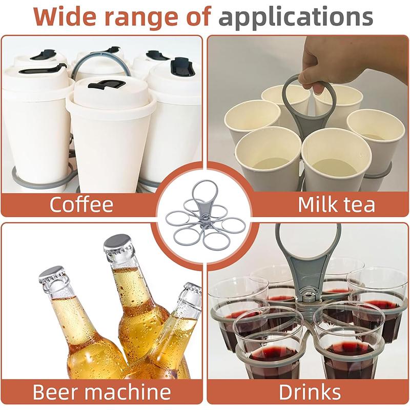 Reusable Drink Carrier Foldable 6-layers Reusable Drink Holder with Handle Outside Portable Coffee Cup Racks Bar Tool for Party