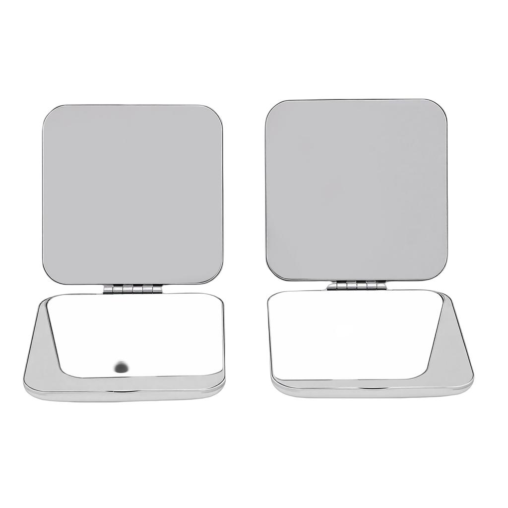 2pcs Stainless Steel Mirror Double Sided Portable Folding Unbreakable Makeup Mirror for Purse  