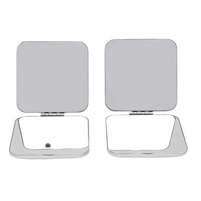 2 pièces Miroir Double Face en Acier Inoxydable Pliable Portable Incassable Miroir de Maquillage pour Sac à Main