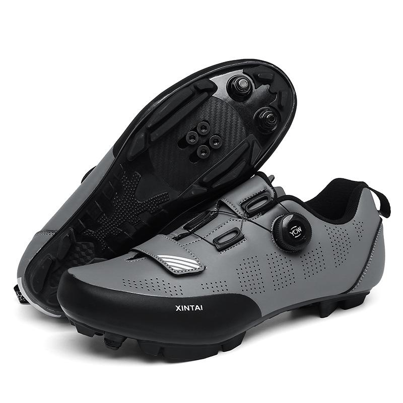 Outdoor Cycling Shoes Breathable Bicycle Shoes Men'S And Women'S Rotating Buckle Mountain Lock Highway Lock Unlocked Leather Surface
