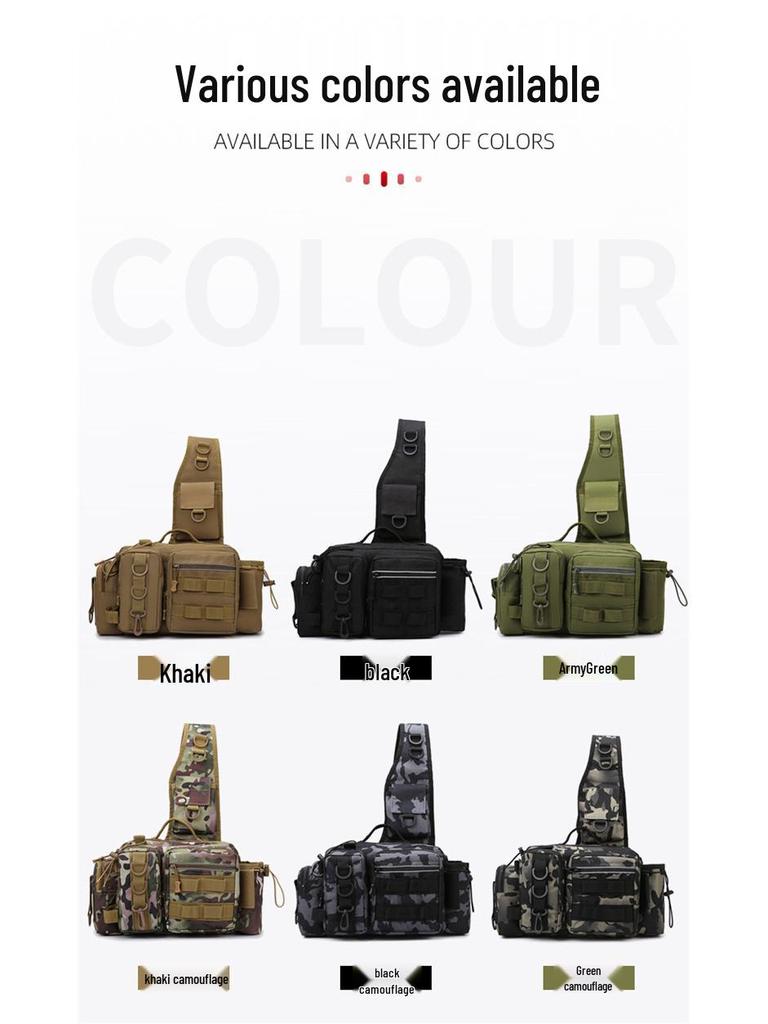 Multifunctional Tactical Sling Fishing Bag with Rod Holder | Men's Large Waist Pack Outdoor Backpack
