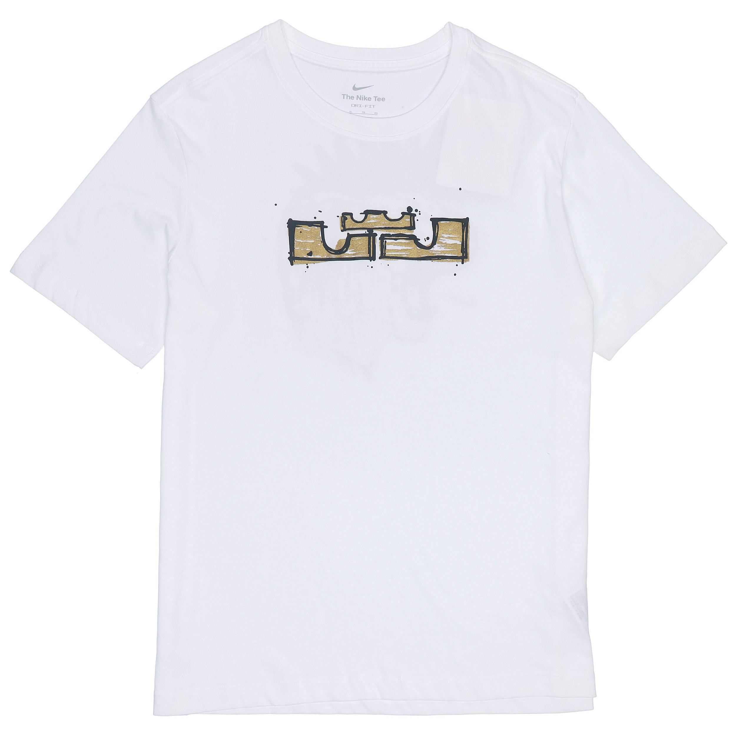 Nike Dri-Fit Lebron Printing Basketball Sports T-Shirt  White  Men s DR1292-100 XL