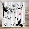 Traditional Chinese Shower Curtain 180x180cm – Ink Wash Animals: Panda, Ducks, Frog & Birds, Asian Art Bathroom Decor Gift,