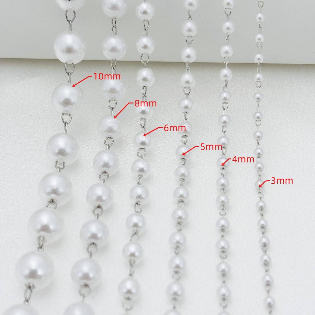 High-Luster 3mm–10mm Pearl Iron Chain for DIY Necklace and Jewelry Crafting