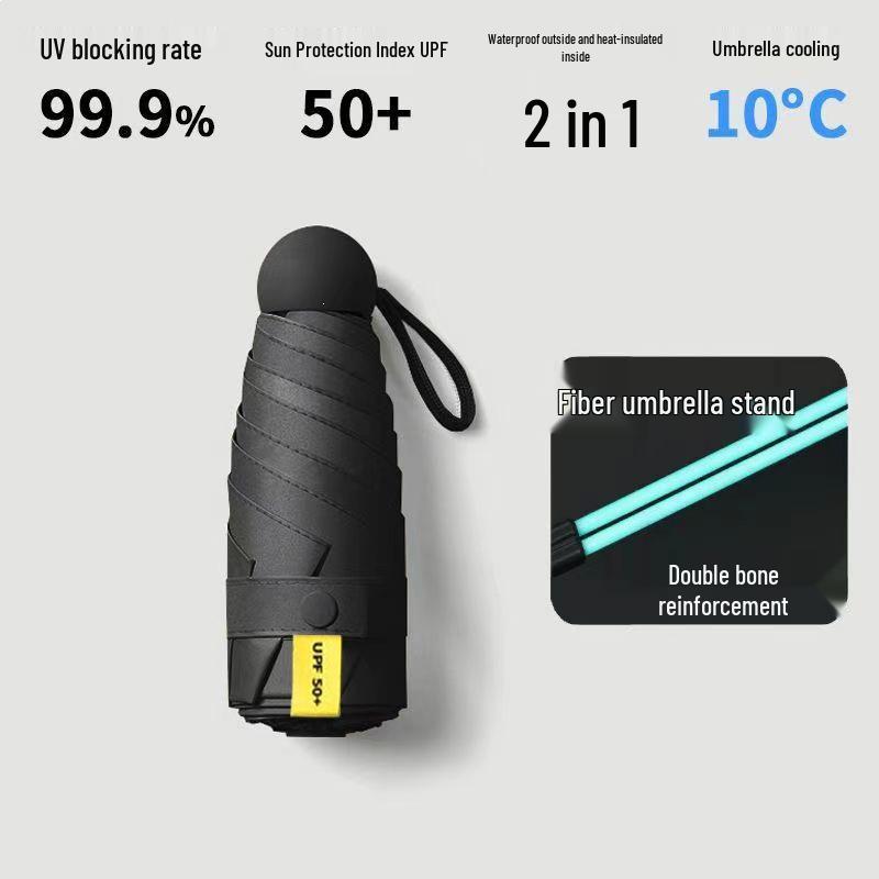 New 16-Rib Windproof UV Protection Folding Umbrella - Large Dual-Use for Sun & Rain