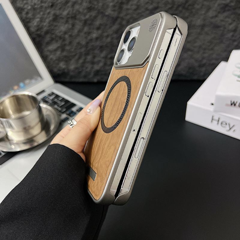 For Magsafe Magnetic Luxury Solid Color Wood Grain No Bordered Aromatherapy Phone Case For iPhone 16 Pro Max 14 12 13 15 Pro Max
