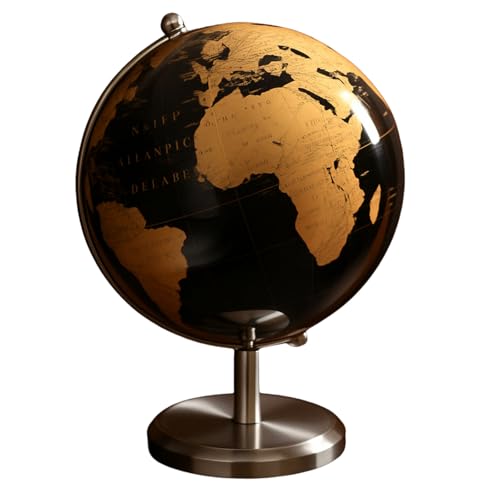 PLEGOOD Globe, Antique, Compact, Classic, Antique Black and Gold, Retro, Display, Interior Decor, World History, Geography, Desktop, Portable, Space-S