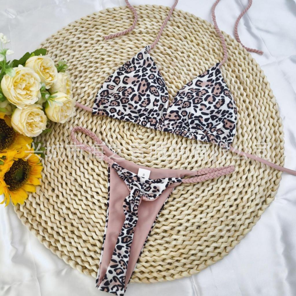 European & American New Braided Triangle Thong Bikini Set