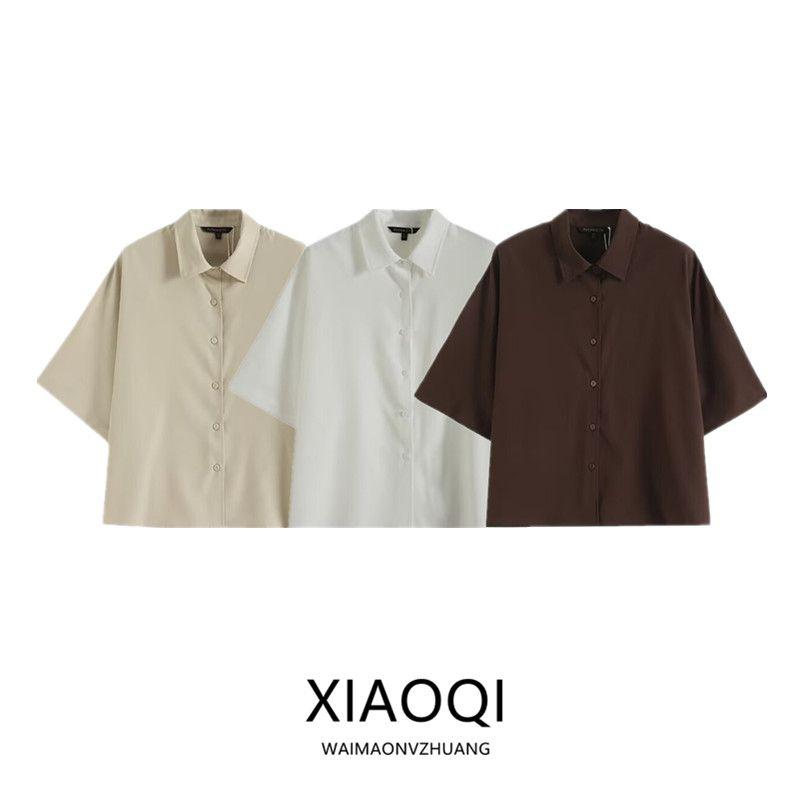 Fashion Style 2024 Summer New Arrival Women's Easiest for Match Commute Style Elegant Lapel Short Sleeve Shirt 05115577526