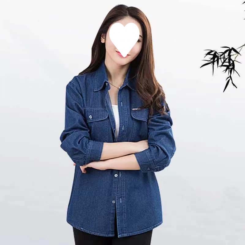 2025 Korean Style Slim Denim Shirt for Women - Spring/Autumn Long Sleeve, Solid Color, Thin, Petite, Casual & Sun-Protective