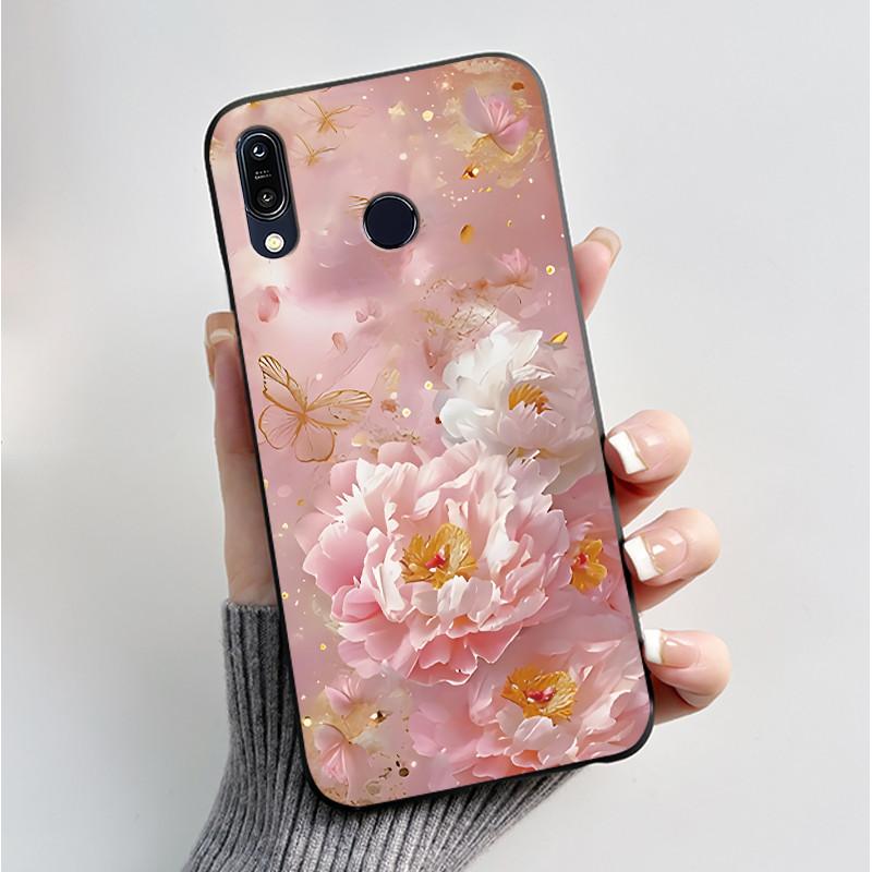 For Asus Zenfone Max (M1) ZB555KL Max Pro (M1) ZB601KL ZB602K Case Soft Silicone Black Cover Cute Flower Cartoon Phone Casing