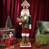 Holiday Nutcrackers Figure Colorful Wood Soldier Puppet with Cookie Family and House Hat Christmas Decorative Ornament