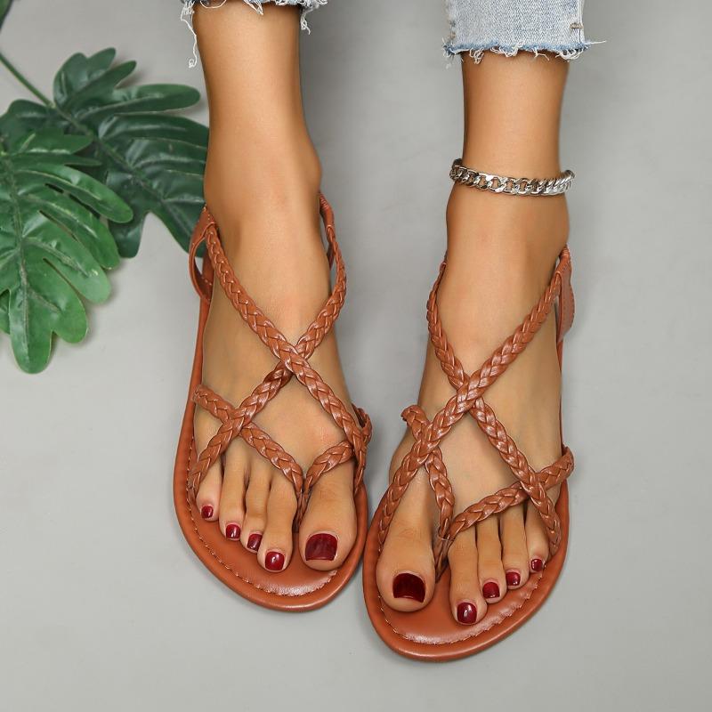 fashion New Sandals Summer Shoes Women Woven Flats Fashion Lightweight Comfortable Casual Shoes Women Outdoor Vacation Beach Shoes Woman