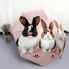 Cartoon Rabbit pattern, automatic folding umbrella, portable and foldable design, 8 ribs, a Christmas or birthday gift.