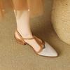 Fashion NEW Summer Women Sandals Split Leather Shoes for Women Simple Chunky Heel Shoes Cover Toe Slingback Pointed Toe Designer Sandals
